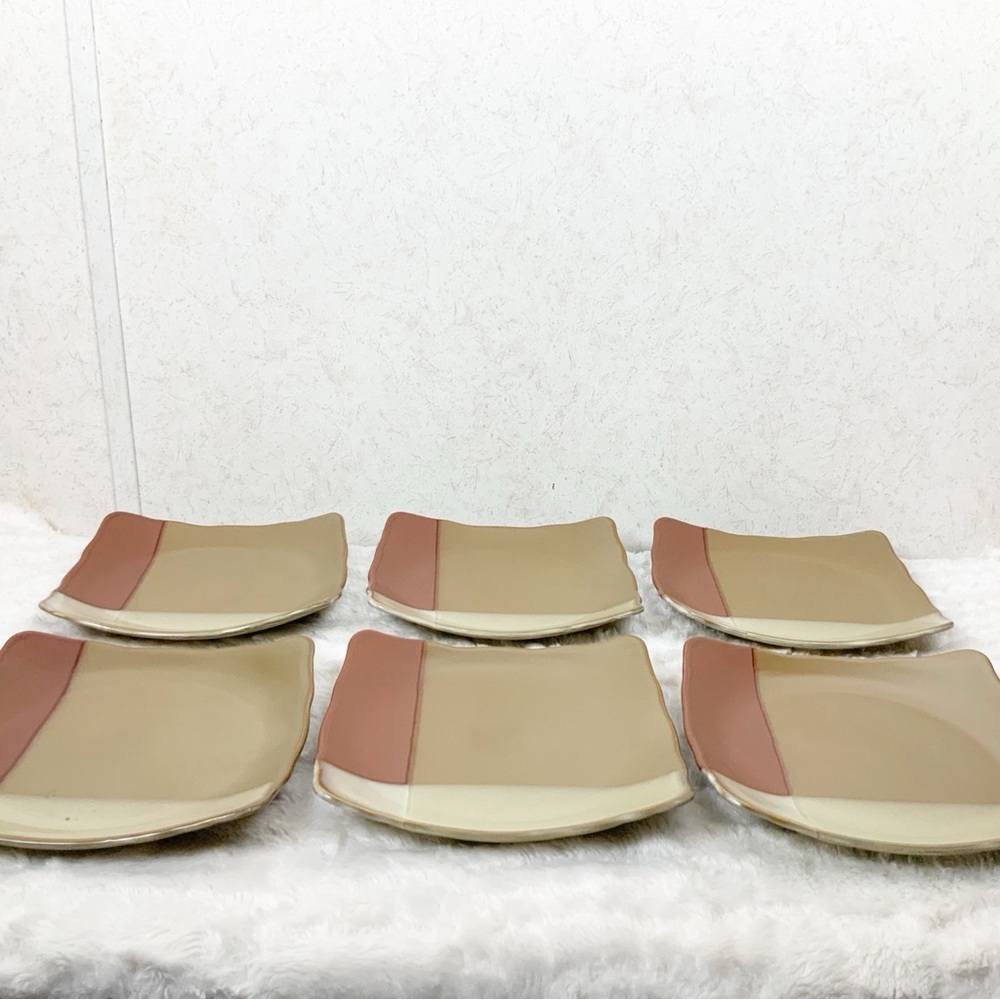 Sango Gold Dust Sienna 6 Square Salad Plates Western Southwest Earthtones Boho - Picture 12 of 14